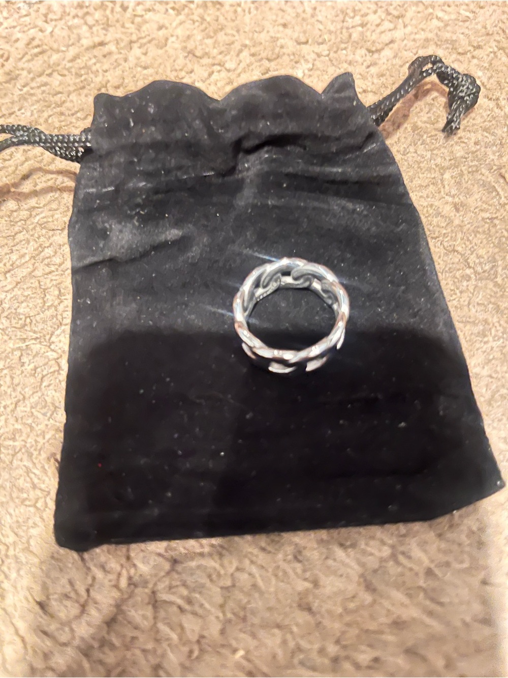 New size 8 .925 Silver Chain-Link Band Ring - Women/men Accessories. Roma🇮🇹
